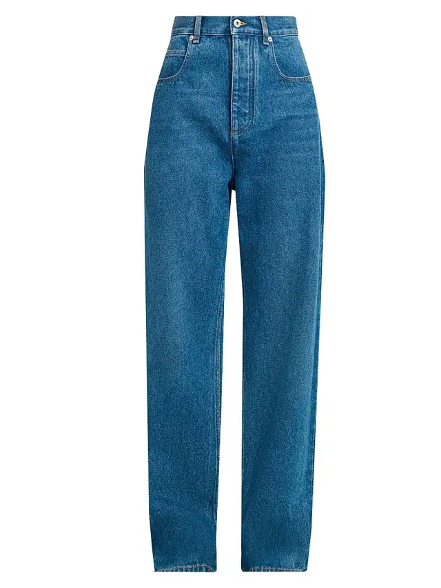 Bottega Veneta Women's Cotton High-Rise Wide-Leg Jeans - Mid Blue