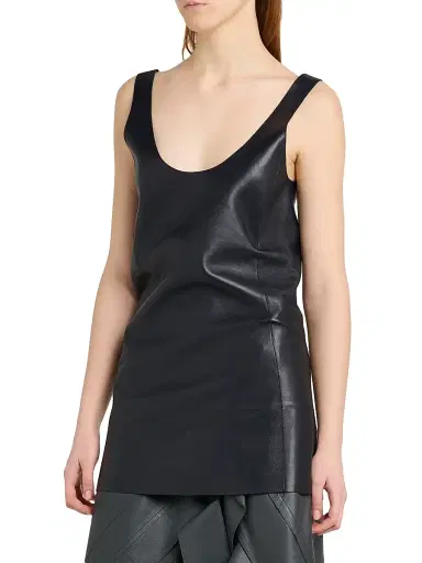 Bottega Veneta Women's Scoopneck Open-Back Leather Top - Midnight Blue - Size 10 | Thumbnail 4