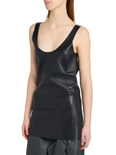 Bottega Veneta Women's Scoopneck Open-Back Leather Top - Midnight Blue - Size 10 | Thumbnail 6