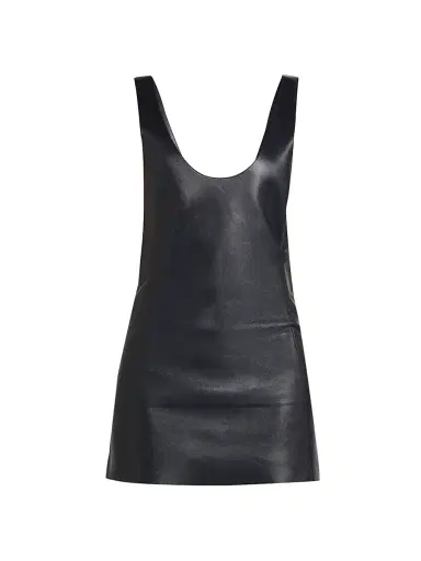Bottega Veneta Women's Scoopneck Open-Back Leather Top - Midnight Blue - Size 10 | Thumbnail 1