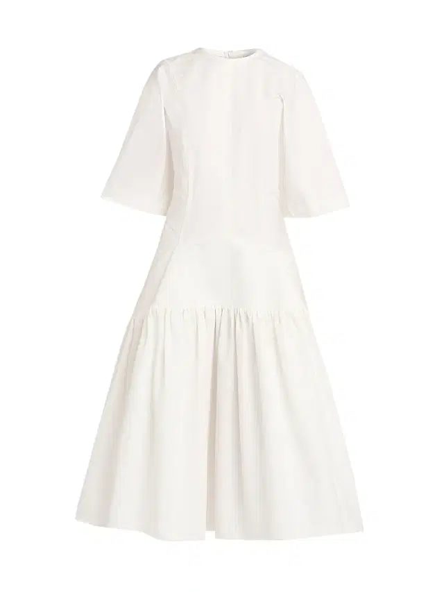 Women's Cotton Toile Drop-WaistMidi-Dress - Chalk