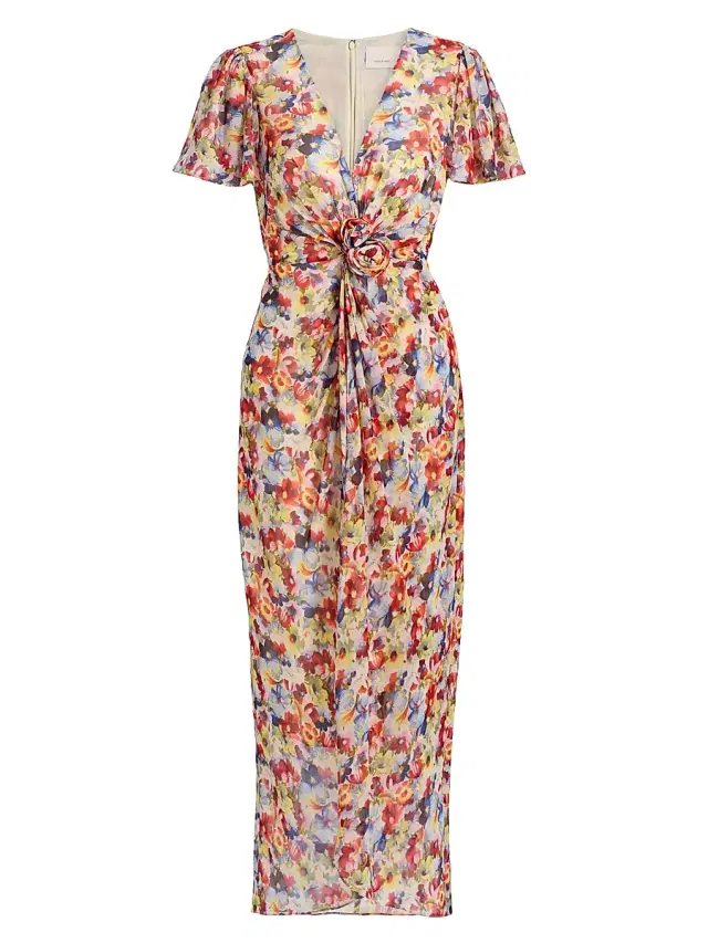 Cinq à Sept Women's Gale Wildflower Bunch Midi-Dress - Gardenia Multi