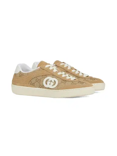 Gucci Women's G75 Suede & GG Canvas Low-Top Sneakers - Sand - Size 12 | Thumbnail 2