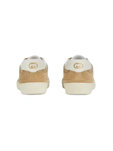 Gucci Women's G75 Suede & GG Canvas Low-Top Sneakers - Sand - Size 12 | Thumbnail 3
