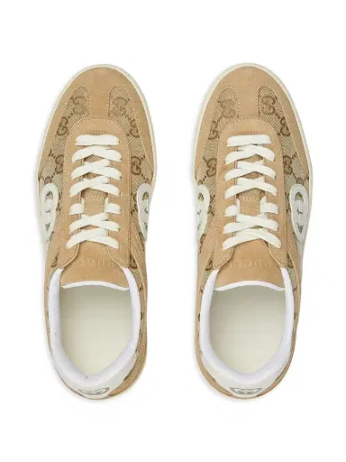 Gucci Women's G75 Suede & GG Canvas Low-Top Sneakers - Sand - Size 12 | Thumbnail 4