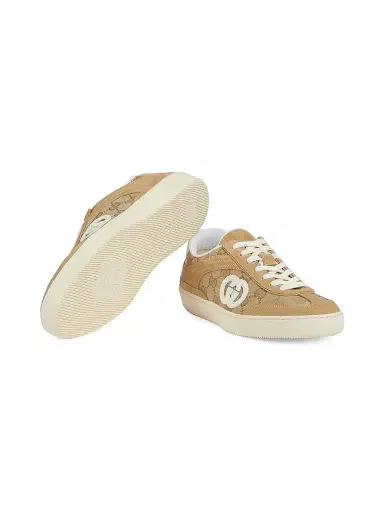 Gucci Women's G75 Suede & GG Canvas Low-Top Sneakers - Sand - Size 12 | Thumbnail 5