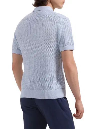 Bugatchi Men's Johnny Collar Cotton-Silk Polo Shirt | Thumbnail 4 Bugatchi Men's Johnny Collar Cotton-Silk Polo Shirt | Thumbnail 4