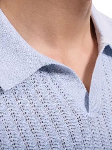 Bugatchi Men's Johnny Collar Cotton-Silk Polo Shirt | Thumbnail 5 Bugatchi Men's Johnny Collar Cotton-Silk Polo Shirt | Thumbnail 5