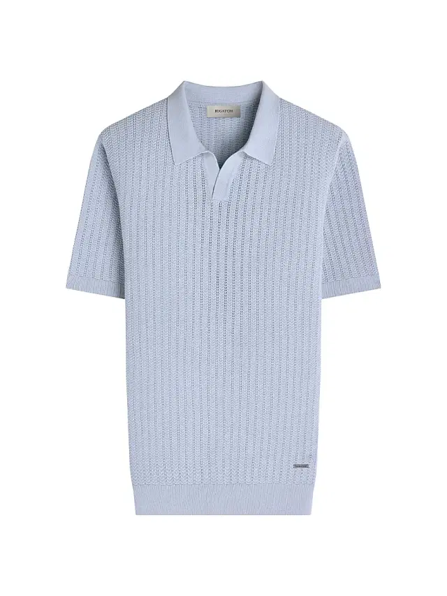 Bugatchi Men's Johnny Collar Cotton-Silk Polo Shirt - Ice