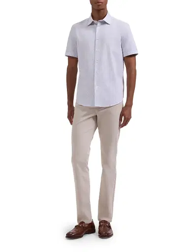 Bugatchi Men's Miles Ooohcotton Short-Sleeve Shirt - Ivory - Size Small | Thumbnail 2