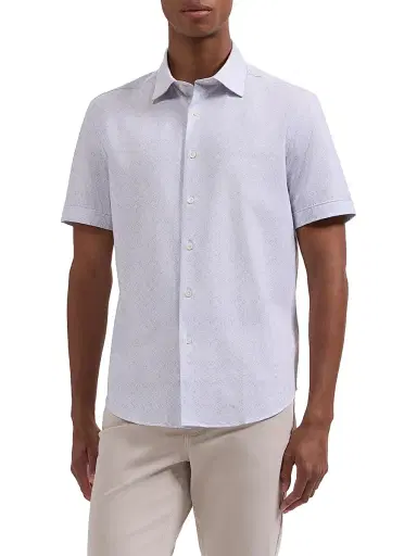 Bugatchi Men's Miles Ooohcotton Short-Sleeve Shirt - Ivory - Size Small | Thumbnail 3