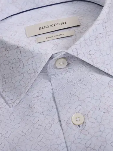 Bugatchi Men's Miles Ooohcotton Short-Sleeve Shirt - Ivory - Size Small | Thumbnail 5