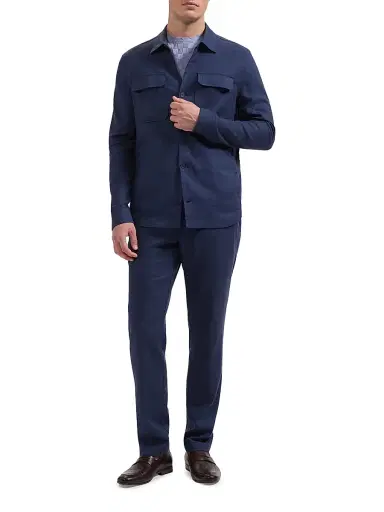 Bugatchi Men's Linen-Blend Shirt Jacket - Navy - Size XXL | Thumbnail 2 Bugatchi Men's Linen-Blend Shirt Jacket - Navy - Size XXL | Thumbnail 2