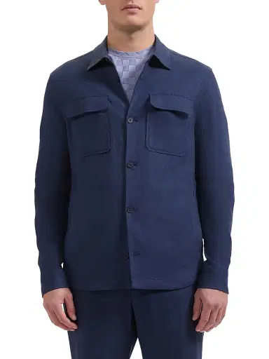 Bugatchi Men's Linen-Blend Shirt Jacket - Navy - Size XXL | Thumbnail 3 Bugatchi Men's Linen-Blend Shirt Jacket - Navy - Size XXL | Thumbnail 3