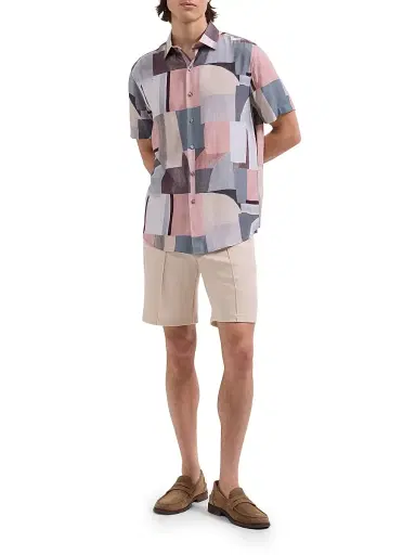 Bugatchi Men's Orson Abstract-Print Button-Front Shirt - Dusty Pink - Size Large | Thumbnail 2