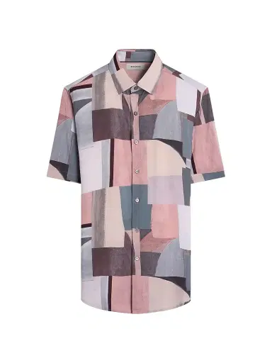 Bugatchi Men's Orson Abstract-Print Button-Front Shirt - Dusty Pink - Size Large | Thumbnail 1