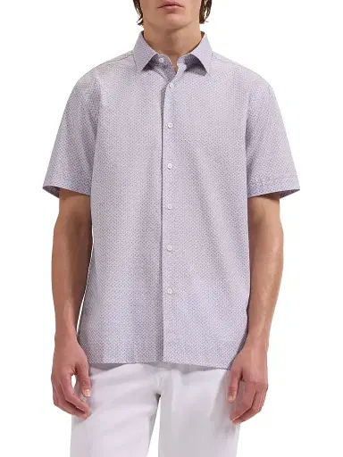 Bugatchi Men's Vero Micro-Dot Cotton Shirt - Lilac - Size XXL | Thumbnail 3 Bugatchi Men's Vero Micro-Dot Cotton Shirt - Lilac - Size XXL | Thumbnail 3