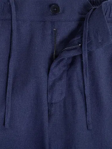 Bugatchi Men's Tapered Linen-Blend Pants - Navy - Size XXL | Thumbnail 4