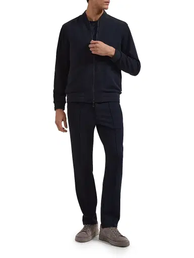 Bugatchi Men's Soft Touch Bomber Jacket - Navy - Size Small | Thumbnail 2 Bugatchi Men's Soft Touch Bomber Jacket - Navy - Size Small | Thumbnail 2