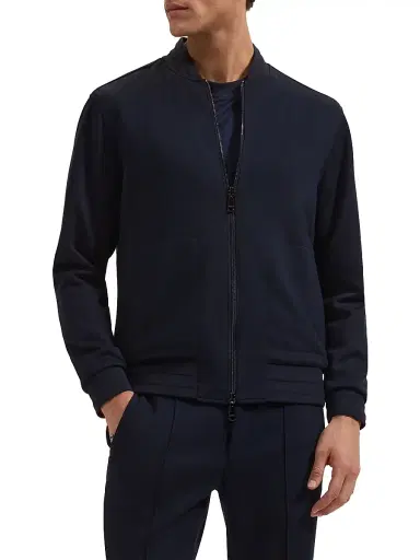 Bugatchi Men's Soft Touch Bomber Jacket - Navy - Size Small | Thumbnail 5 Bugatchi Men's Soft Touch Bomber Jacket - Navy - Size Small | Thumbnail 5