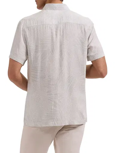 Bugatchi Men's Vero Micro-Dot Palm Print Shirt - White - Size XXL | Thumbnail 4
