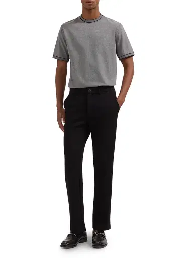 Bugatchi Men's Micro-Check Cotton Crewneck T-Shirt - Black - Size XXL | Thumbnail 2