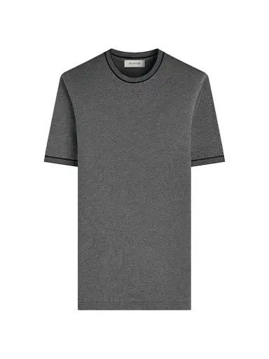 Bugatchi Men's Micro-Check Cotton Crewneck T-Shirt - Black - Size XXL | Thumbnail 1
