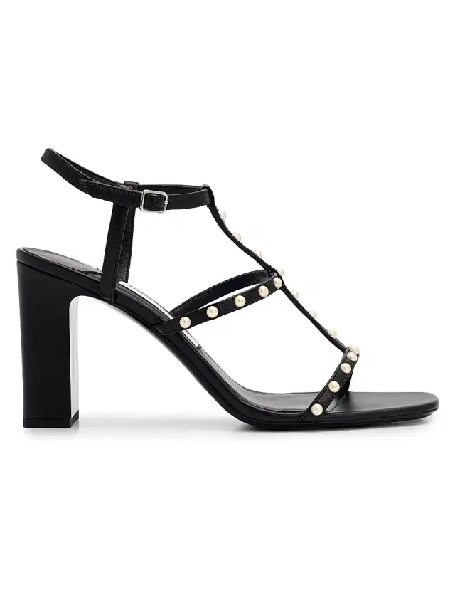 Jimmy Choo Women's Gwyn 85MM Pearl-Embellished Leather T-Strap Sandals - Black White