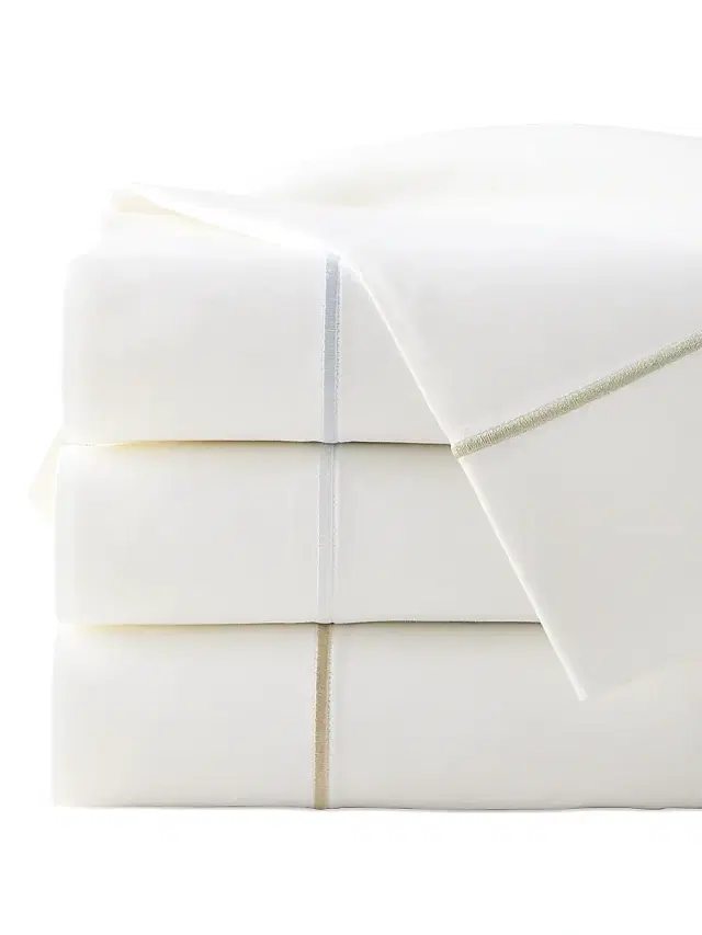 Sferra Marcus 4-Piece Cotton King Sheet Set - White Green King