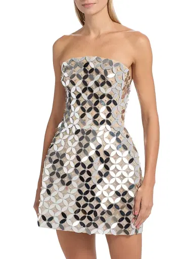 MONIQUE LHUILLIER Women's Mirror Embellished Tulle Minidress | Thumbnail 3 MONIQUE LHUILLIER Women's Mirror Embellished Tulle Minidress | Thumbnail 3