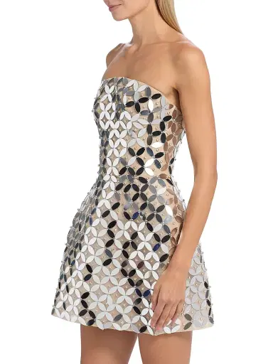 MONIQUE LHUILLIER Women's Mirror Embellished Tulle Minidress | Thumbnail 4 MONIQUE LHUILLIER Women's Mirror Embellished Tulle Minidress | Thumbnail 4