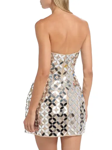 MONIQUE LHUILLIER Women's Mirror Embellished Tulle Minidress | Thumbnail 5 MONIQUE LHUILLIER Women's Mirror Embellished Tulle Minidress | Thumbnail 5
