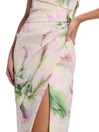 Monique Lhuillier Women's Floral Mikado Strapless Gown - Carnation Multi | Thumbnail 6
