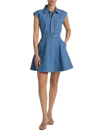 Tanya Taylor Women's Hailey Panelled Denim Minidress - Medium Indigo Blue | Thumbnail 2
