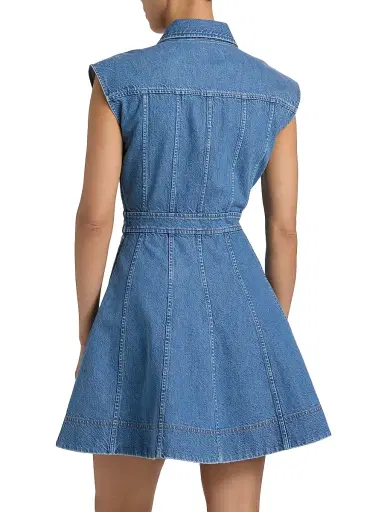 Tanya Taylor Women's Hailey Panelled Denim Minidress - Medium Indigo Blue | Thumbnail 5
