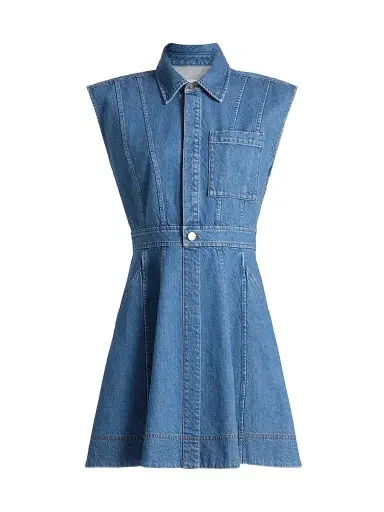 Tanya Taylor Women's Hailey Panelled Denim Minidress - Medium Indigo Blue | Thumbnail 1