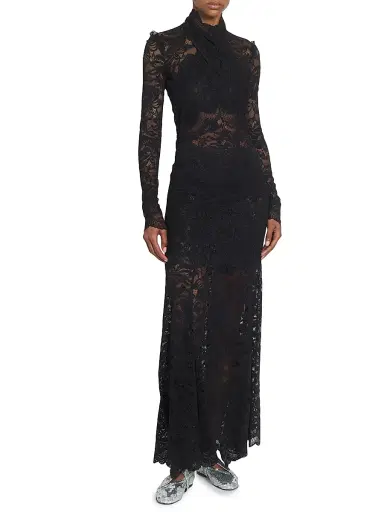 Rabanne Women's Lace Wrap Long-Sleeve Top - Black - Size 10 | Thumbnail 2 Rabanne Women's Lace Wrap Long-Sleeve Top - Black - Size 10 | Thumbnail 2