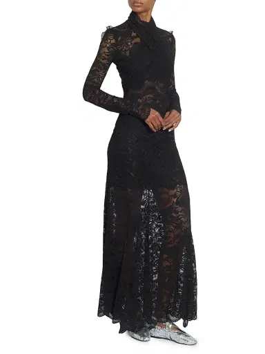 Rabanne Women's Lace Wrap Long-Sleeve Top - Black - Size 10 | Thumbnail 4 Rabanne Women's Lace Wrap Long-Sleeve Top - Black - Size 10 | Thumbnail 4