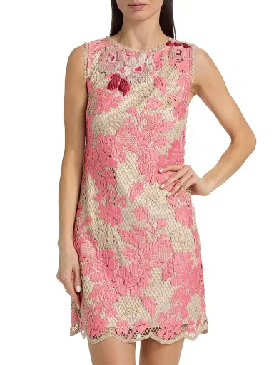 Ungaro Women's Victoria Floral Lace Appliqué Minidress - Coral Multi - Size 12 | Thumbnail 3