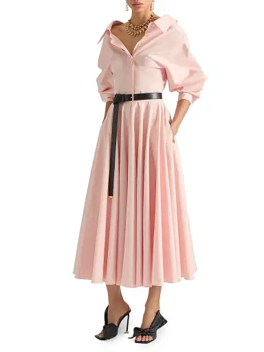 Givenchy Women's Long Circular Skirt in Poplin - Silk Pink - Size 12 | Thumbnail 2