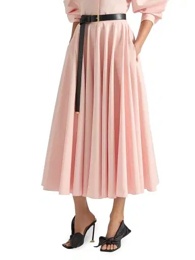 Givenchy Women's Long Circular Skirt in Poplin - Silk Pink - Size 12 | Thumbnail 3