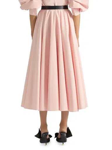 Givenchy Women's Long Circular Skirt in Poplin - Silk Pink - Size 12 | Thumbnail 4
