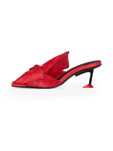 Givenchy Women's Boudoir Heeled Mules in Nappa Leather with Bow - Vermillon - Size 11 | Thumbnail 3 Givenchy Women's Boudoir Heeled Mules in Nappa Leather with Bow - Vermillon - Size 11 | Thumbnail 3