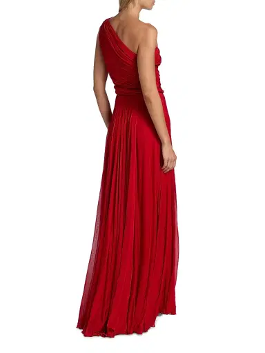 Giambattista Valli Women's One-Shoulder Ruched Jersey Maxi Dress - Red | Thumbnail 5