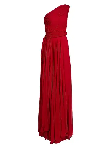 Giambattista Valli Women's One-Shoulder Ruched Jersey Maxi Dress - Red | Thumbnail 1