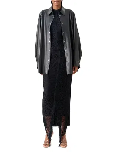Akris Women's Oversized Leather Shirt - Black - Size 12 | Thumbnail 2 Akris Women's Oversized Leather Shirt - Black - Size 12 | Thumbnail 2