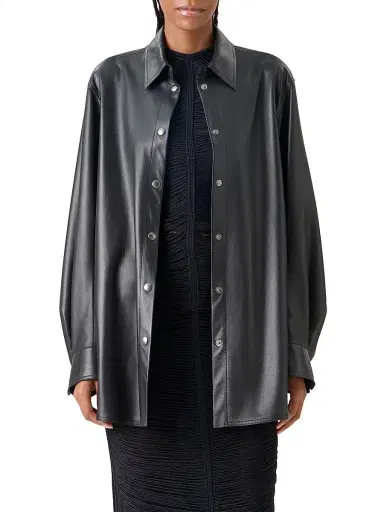 Akris Women's Oversized Leather Shirt - Black - Size 12 | Thumbnail 3 Akris Women's Oversized Leather Shirt - Black - Size 12 | Thumbnail 3