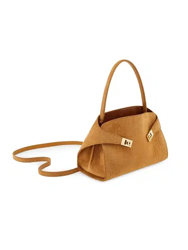 Ferragamo Women's Hug Suede Croco-Print Top Handle Bag - Naturale | Thumbnail 4
