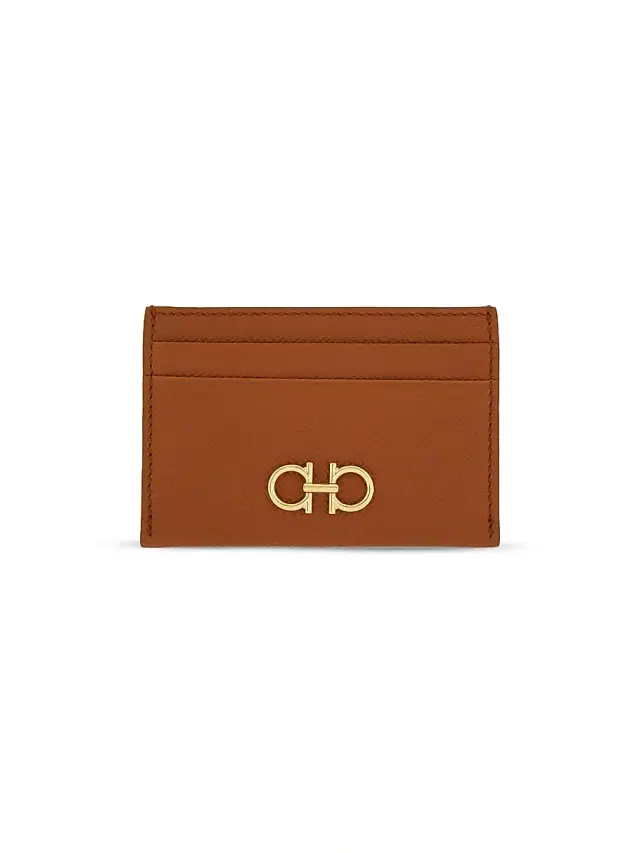 FERRAGAMO Women's Gancini Leather Card Holder - Naturale Resort