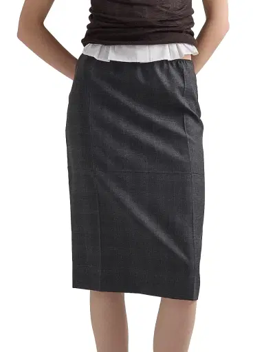 Prada Women's Checked Wool Midi-Skirt | Thumbnail 2 Prada Women's Checked Wool Midi-Skirt | Thumbnail 2